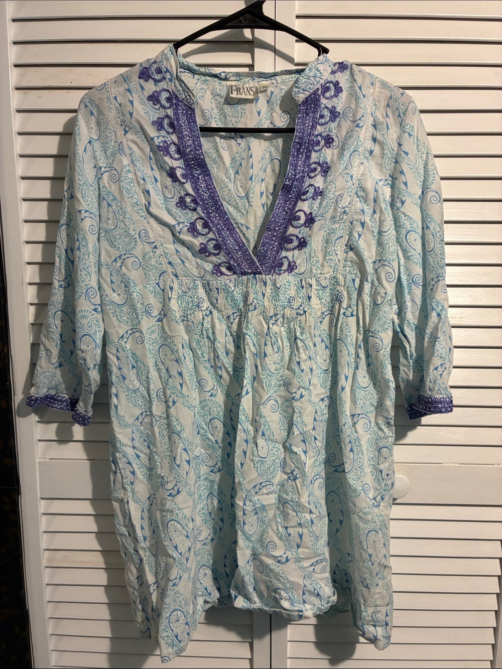 Fransa cotton swim cover blue